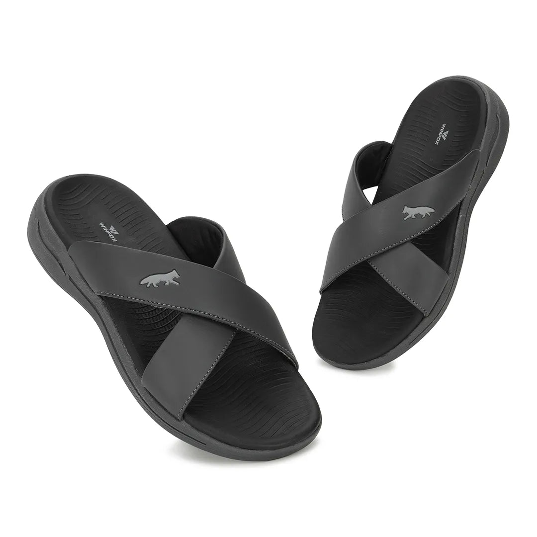 WINFOX Crossfit Cushioned Slides for Men — Grey