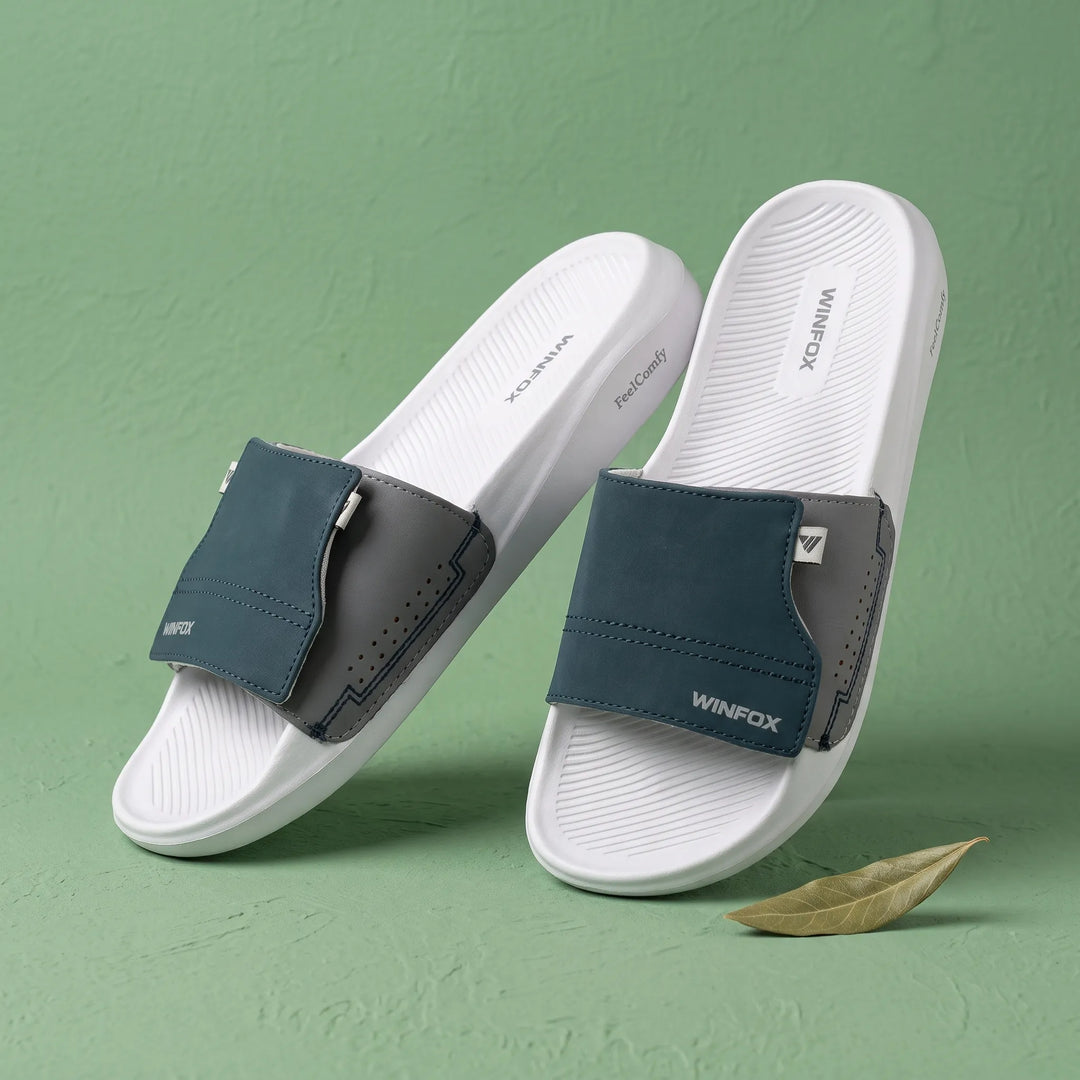 WINFOX Zara Adjustable Slides for Men — Navy / Grey