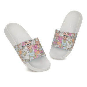 WINFOX Catty Printed Slides for Women — White