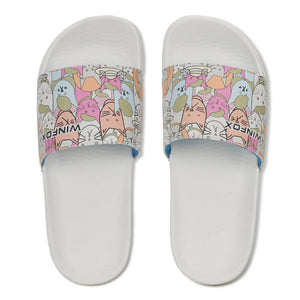 WINFOX Catty Printed Slides for Women — White