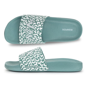 WINFOX Cloud Printed Slides for Women — Sage Green