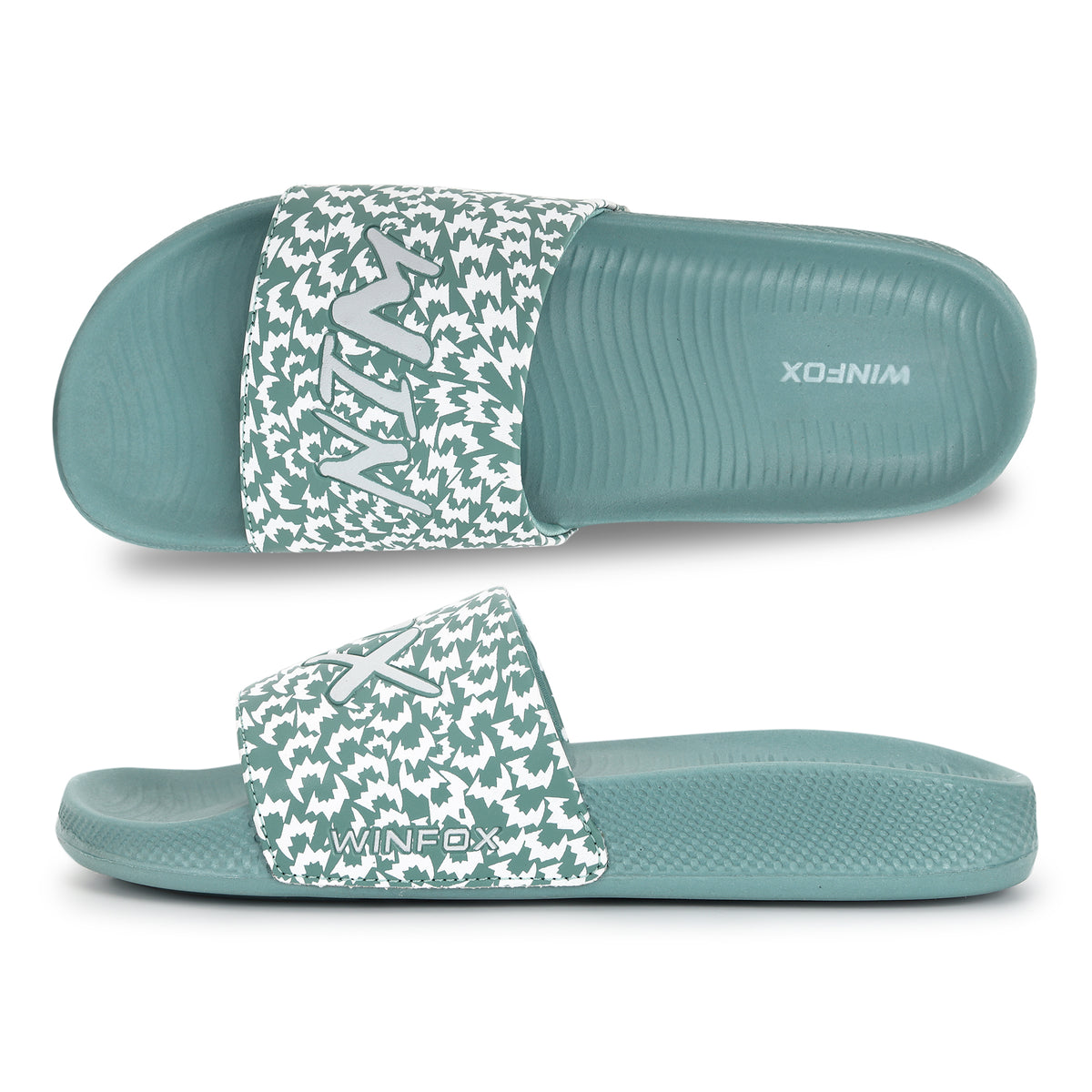 WINFOX Cloud Printed Slides for Women — Sage Green