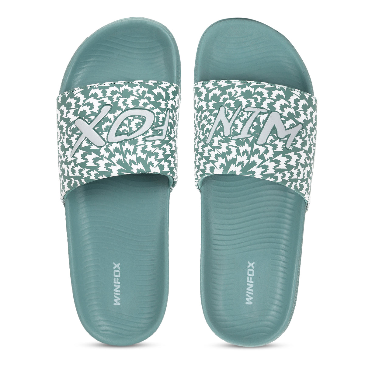 WINFOX Cloud Printed Slides for Women — Sage Green