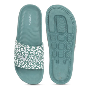 WINFOX Cloud Printed Slides for Women — Sage Green