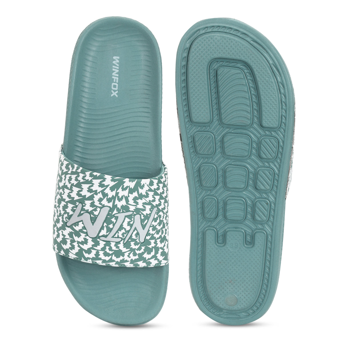 WINFOX Cloud Printed Slides for Women — Sage Green