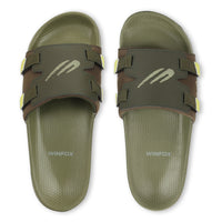 WINFOX Balance Cushioned Slides for Men — Olive / Lime