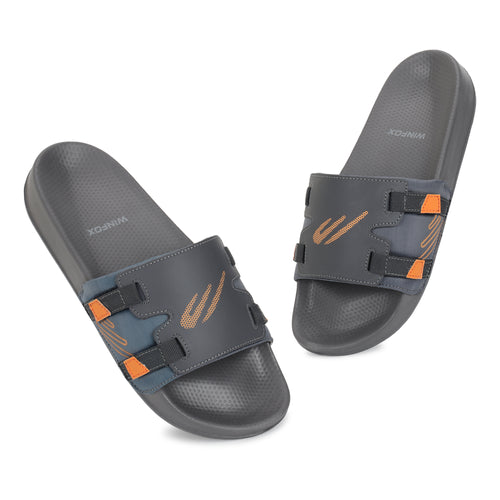 WINFOX Balance Cushioned Slides for Men — Grey / Orange