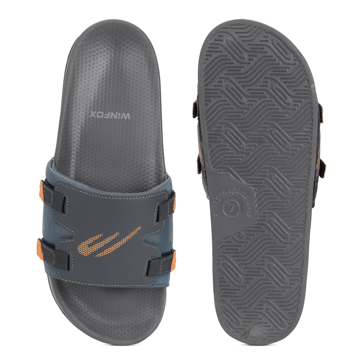 WINFOX Balance Cushioned Slides for Men — Grey / Orange