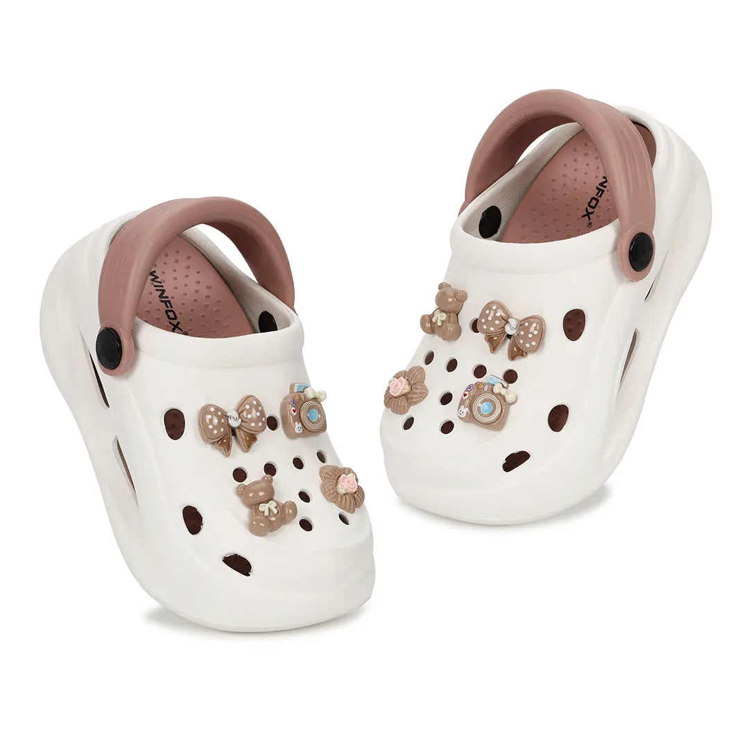 Kids TINY TOES white peach Clogs