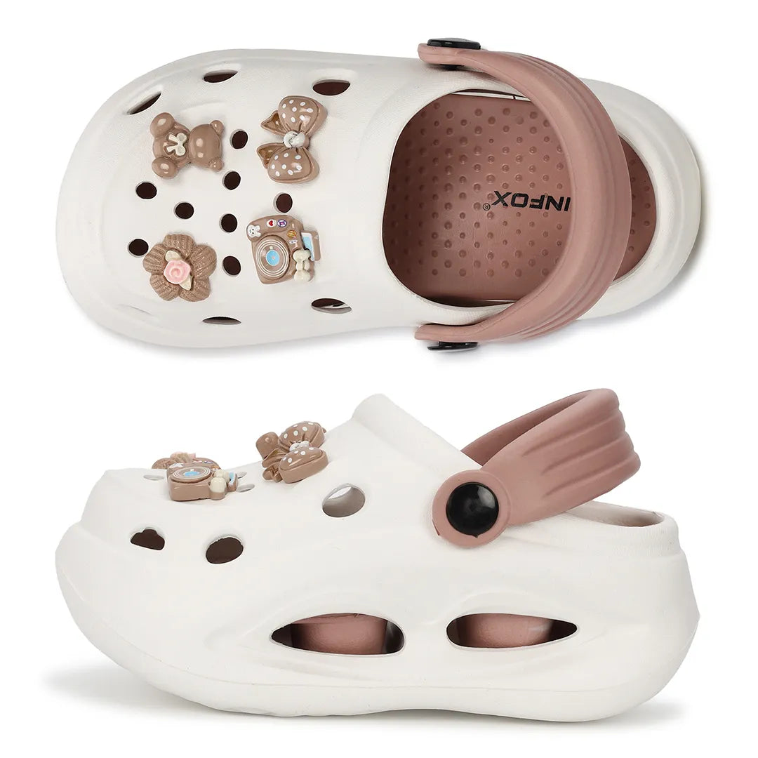 Kids TINY TOES white peach Clogs