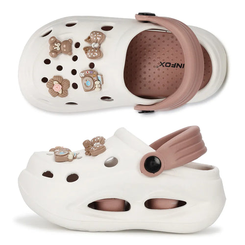 Kids TINY TOES white peach Clogs