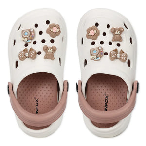 Kids TINY TOES white peach Clogs
