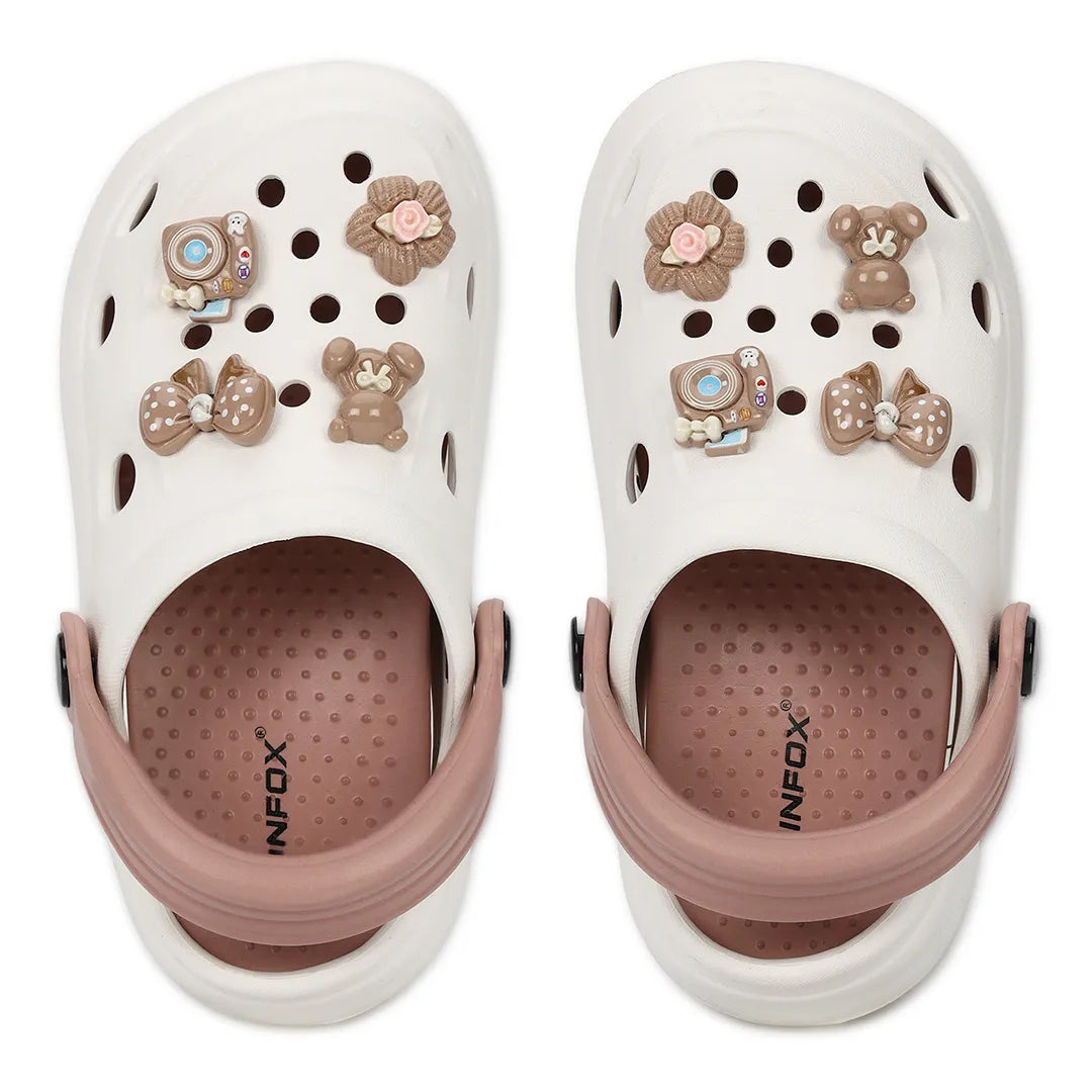 Kids TINY TOES white peach Clogs