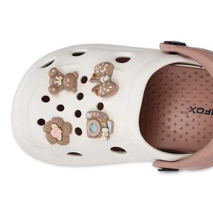 Kids TINY TOES white peach Clogs