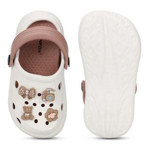 Kids TINY TOES white peach Clogs