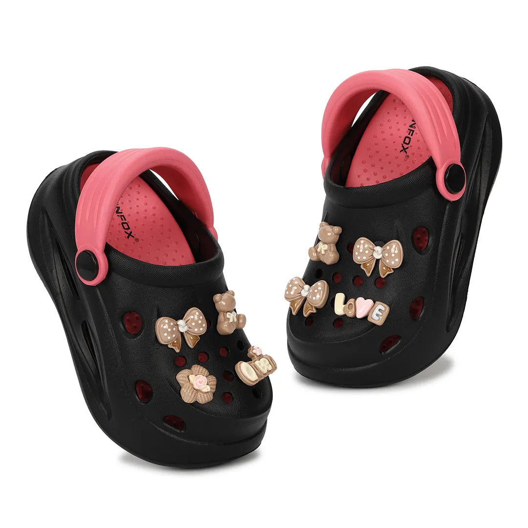 Kids TINY TOES Black Pink Clogs
