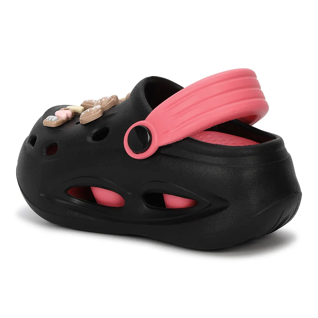 Kids TINY TOES Black Pink Clogs