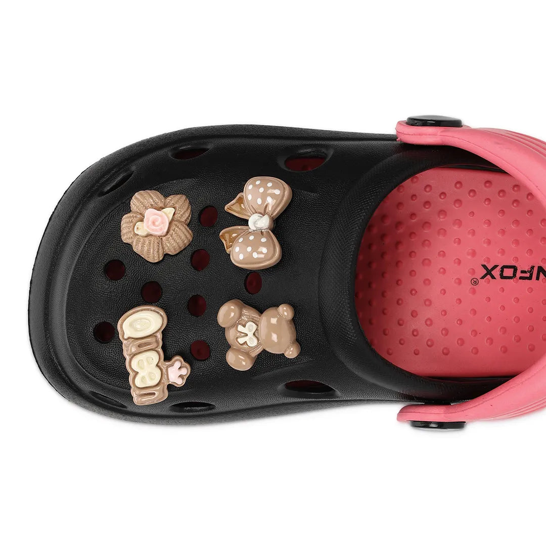 Kids TINY TOES Black Pink Clogs
