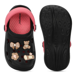 Kids TINY TOES Black Pink Clogs