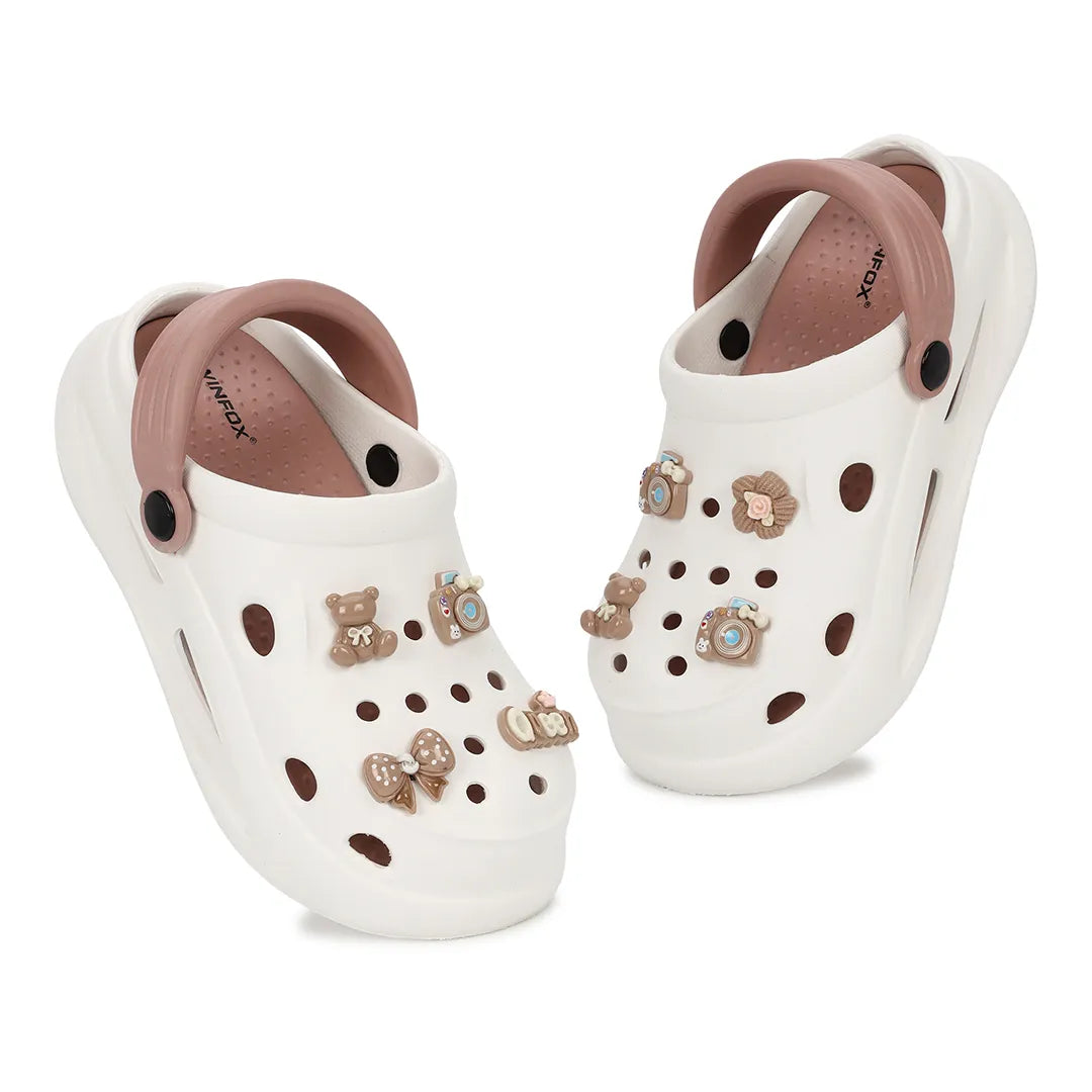 Womens TINY TOES white peach Clogs