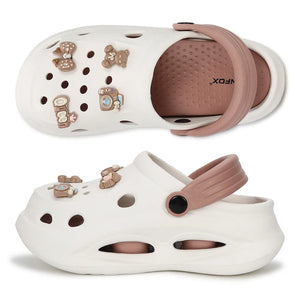 Womens TINY TOES white peach Clogs