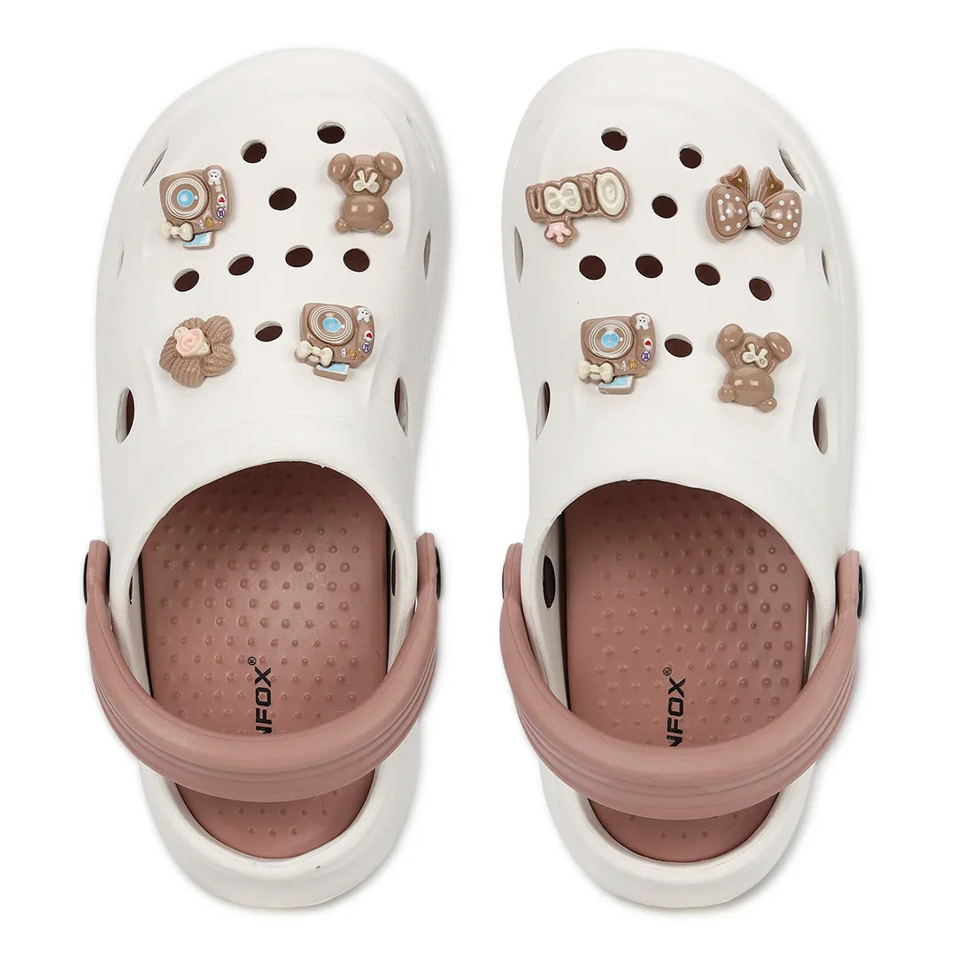 Womens TINY TOES white peach Clogs