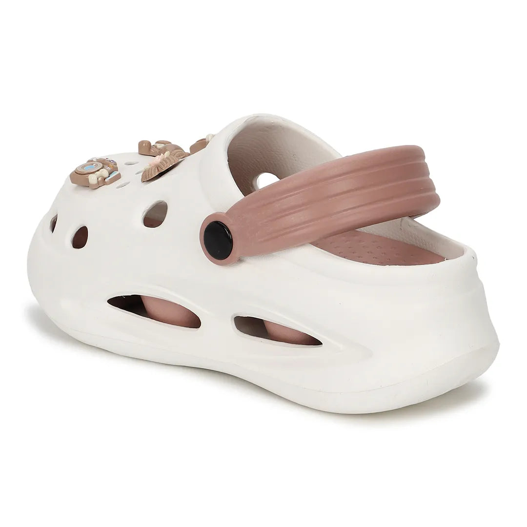 Womens TINY TOES white peach Clogs