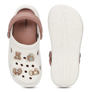 Womens TINY TOES white peach Clogs