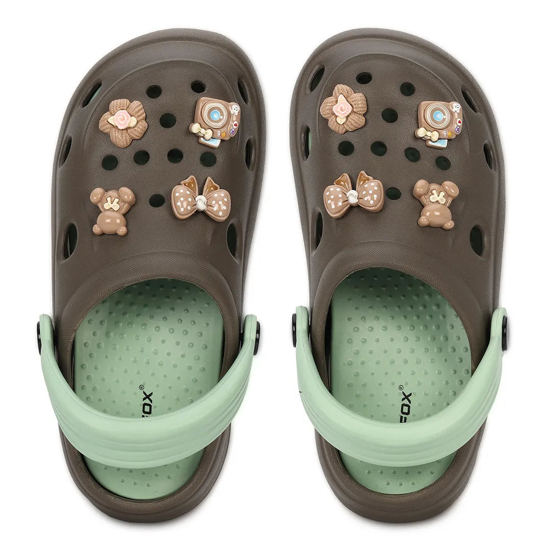 Womens TINY TOES brown pista Clogs