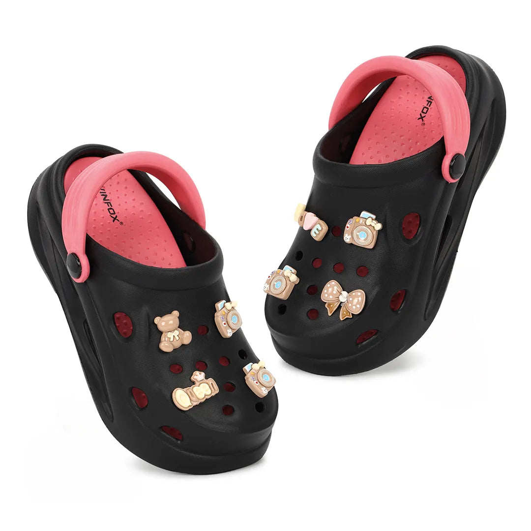Womens TINY TOES black pink Clogs