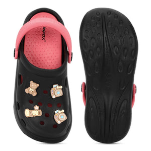 Womens TINY TOES black pink Clogs