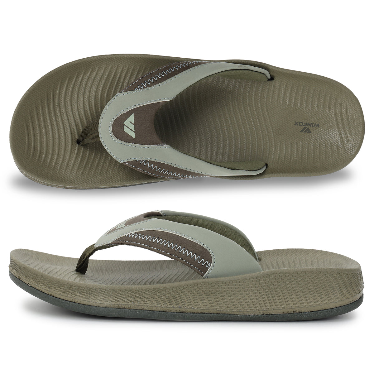 WINFOX Phantom Cushioned Flip Flops for Men — Olive / Sage