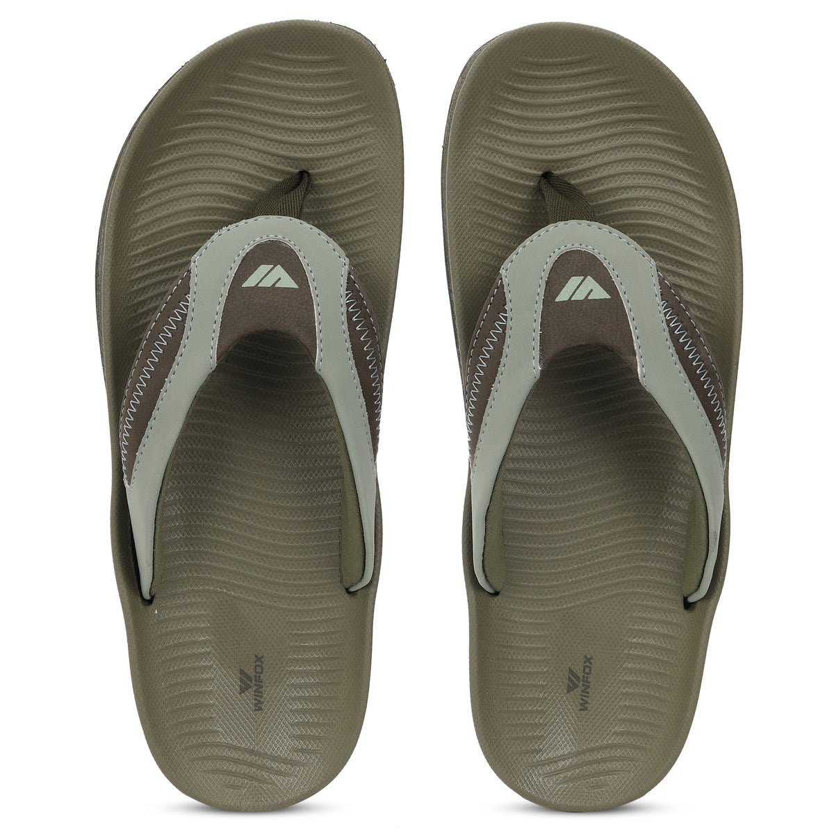 WINFOX Phantom Cushioned Flip Flops for Men — Olive / Sage