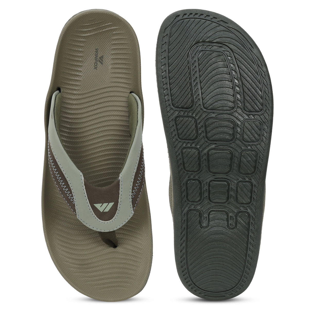 WINFOX Phantom Cushioned Flip Flops for Men — Olive / Sage