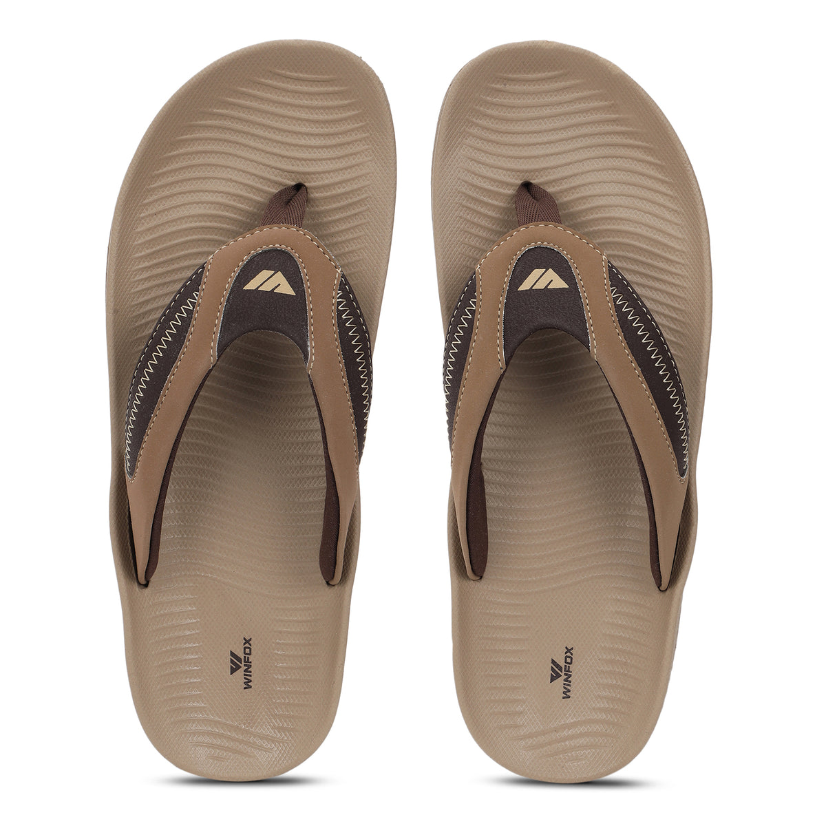 WINFOX Phantom Cushioned Flip Flops for Men — Beige / Brown