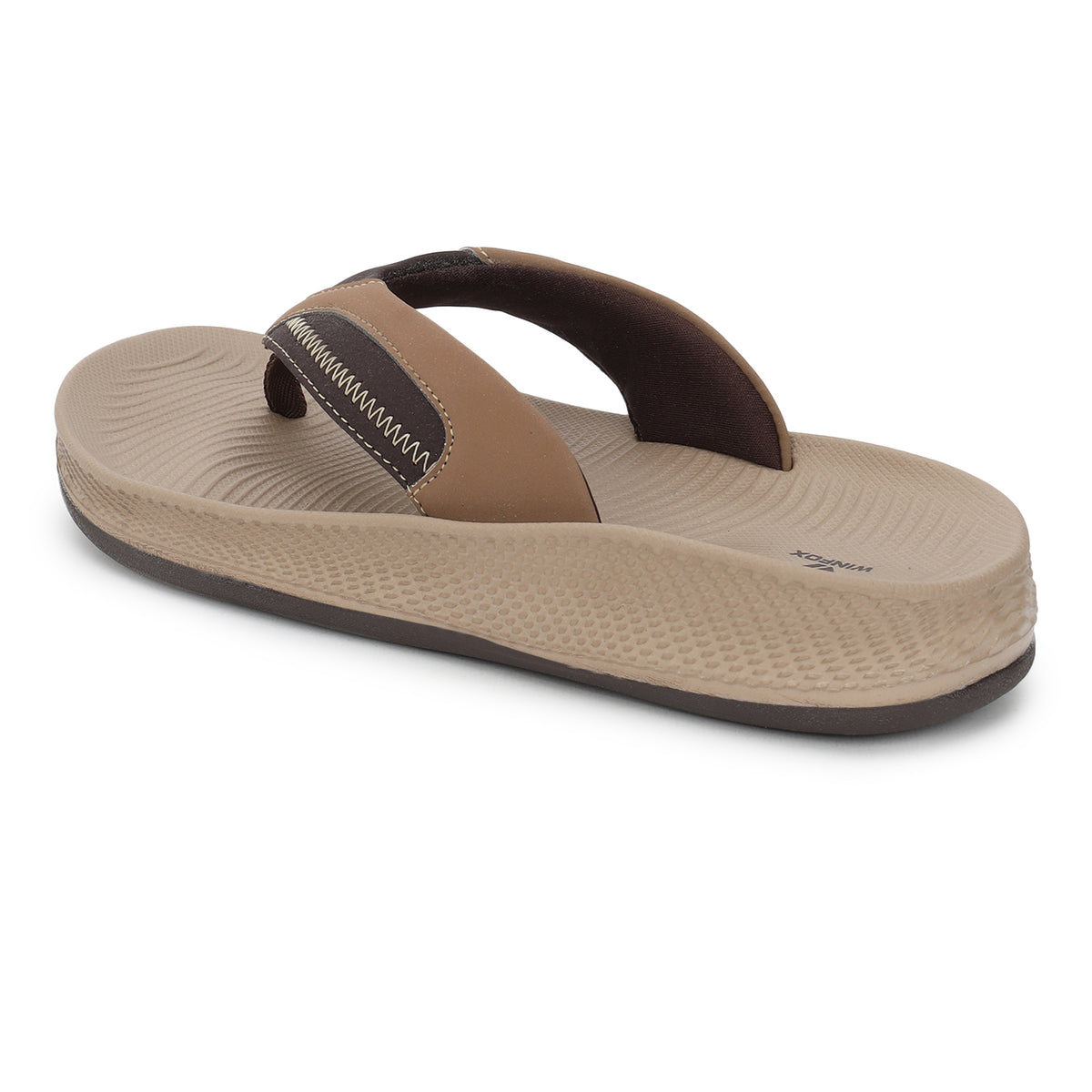 WINFOX Phantom Cushioned Flip Flops for Men — Beige / Brown