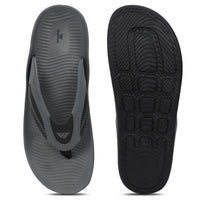WINFOX Phantom Cushioned Flip Flops for Men — Dark Grey / Black