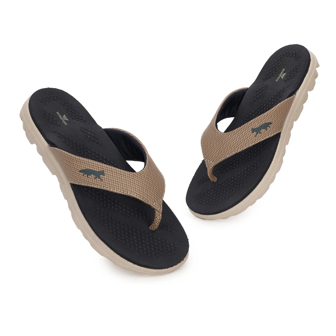 Women's AQUA tan navy comfort slide