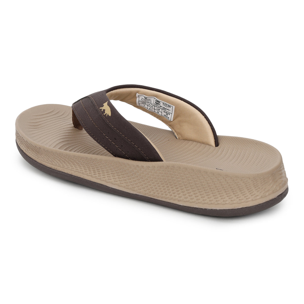 WINFOX Bounce Cushioned Flip Flops for Men — Beige / Brown