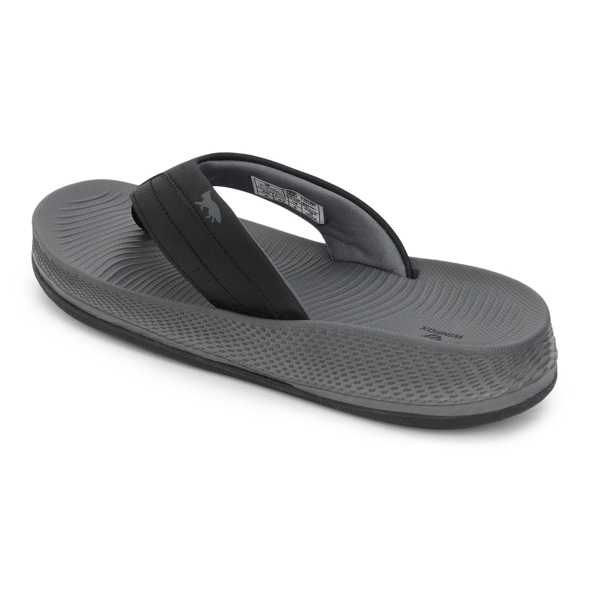 WINFOX Bounce Cushioned Flip Flops for Men — Dark Grey / Black