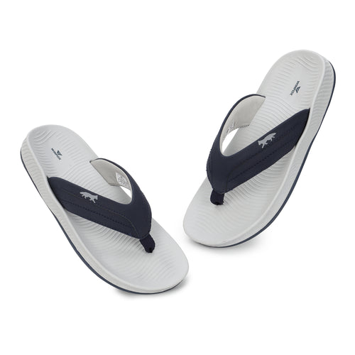 WINFOX Bounce Cushioned Flip Flops for Men — Light Grey / Navy