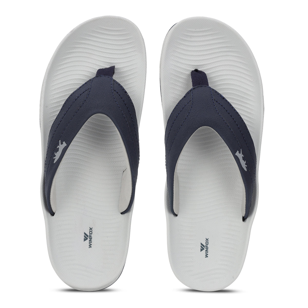 WINFOX Bounce Cushioned Flip Flops for Men — Light Grey / Navy