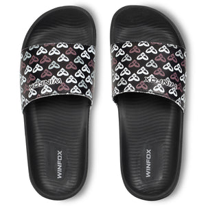 WINFOX Butterfly Printed Slides for Women — Black