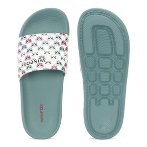 WINFOX Butterfly Printed Slides for Women — Sage Green