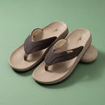 WINFOX Bounce Cushioned Flip Flops for Men — Beige / Brown