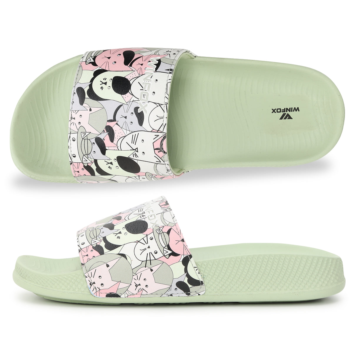 WINFOX Catty Printed Slides for Women — Pista