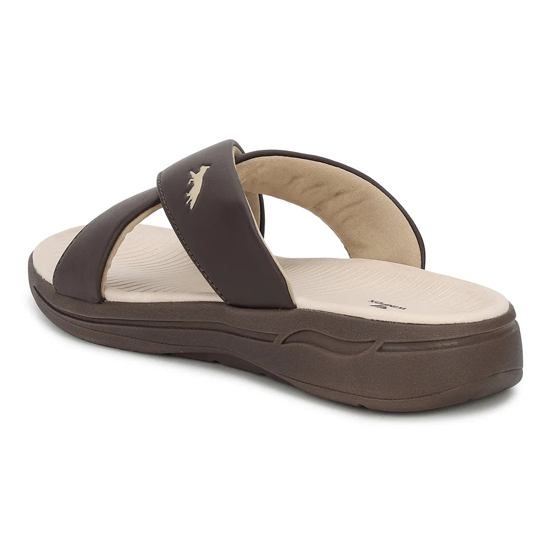 WINFOX Crossfit Cushioned Slides for Men — Beige/Brown