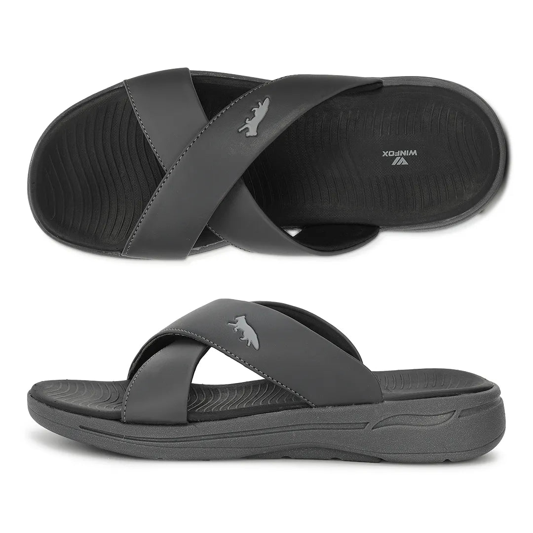 WINFOX Crossfit Cushioned Slides for Men — Grey