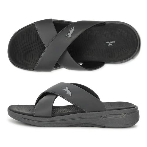 WINFOX Crossfit Cushioned Slides for Men — Grey