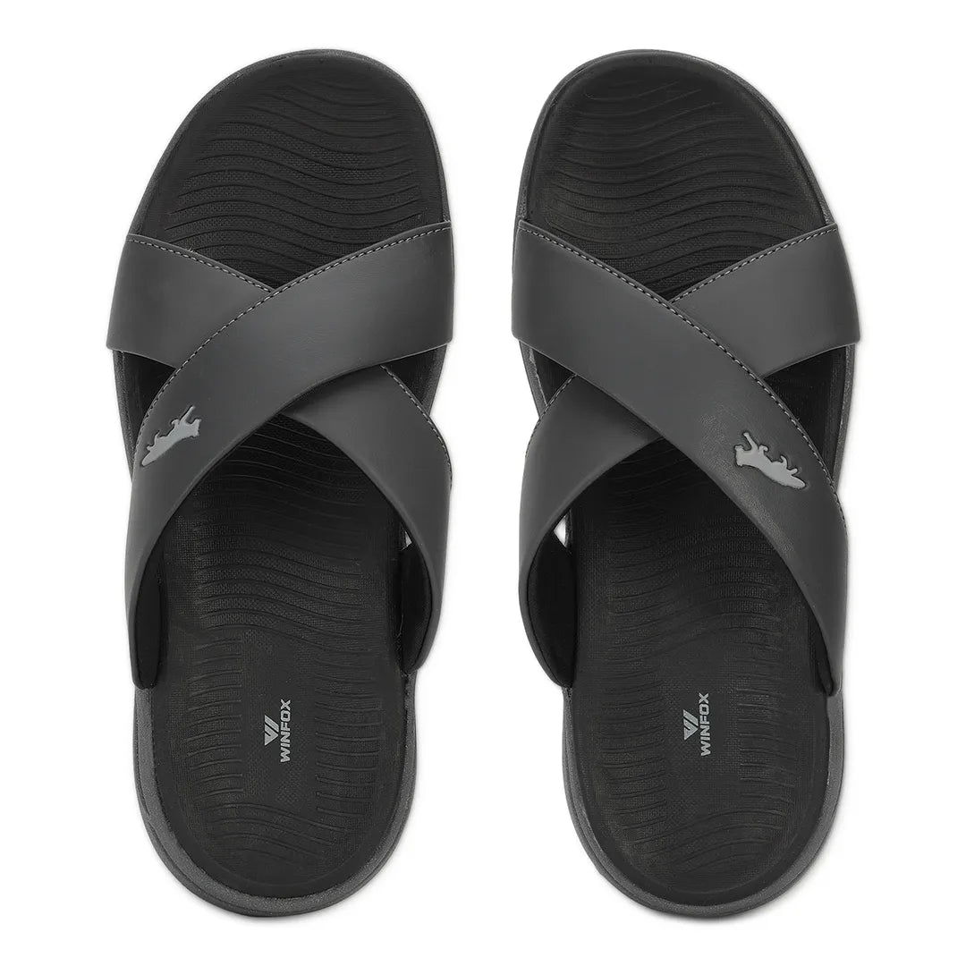 WINFOX Crossfit Cushioned Slides for Men — Grey